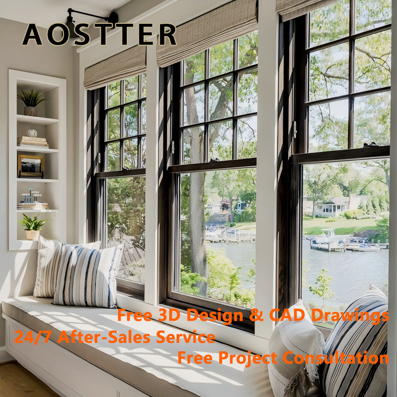 AOSTTER Residential Replacement Aluminum Vertical Sliding Window with Nailing Fin Double Hung Window