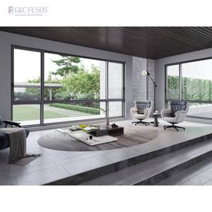 Fuson black steel mesh aluminum balcony louvre sliding windows