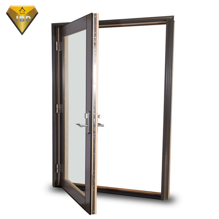 French Open Aluminum Alloy Steel Glass Door Finish