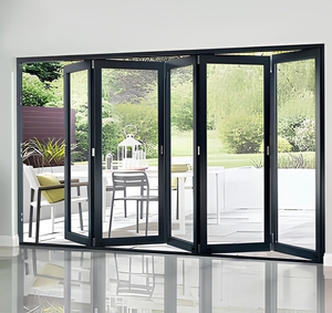 Bi Fold Aluminum Modern Double Tempered Glass Exterior Patio Door