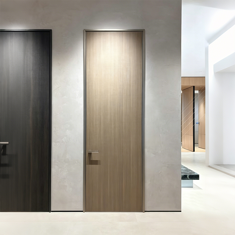 Factory Direct Sale Modern Aluminum Honeycomb Interior Door Impact Resistant Soundproof Villa Aluminum Frame Wood Veneer Door