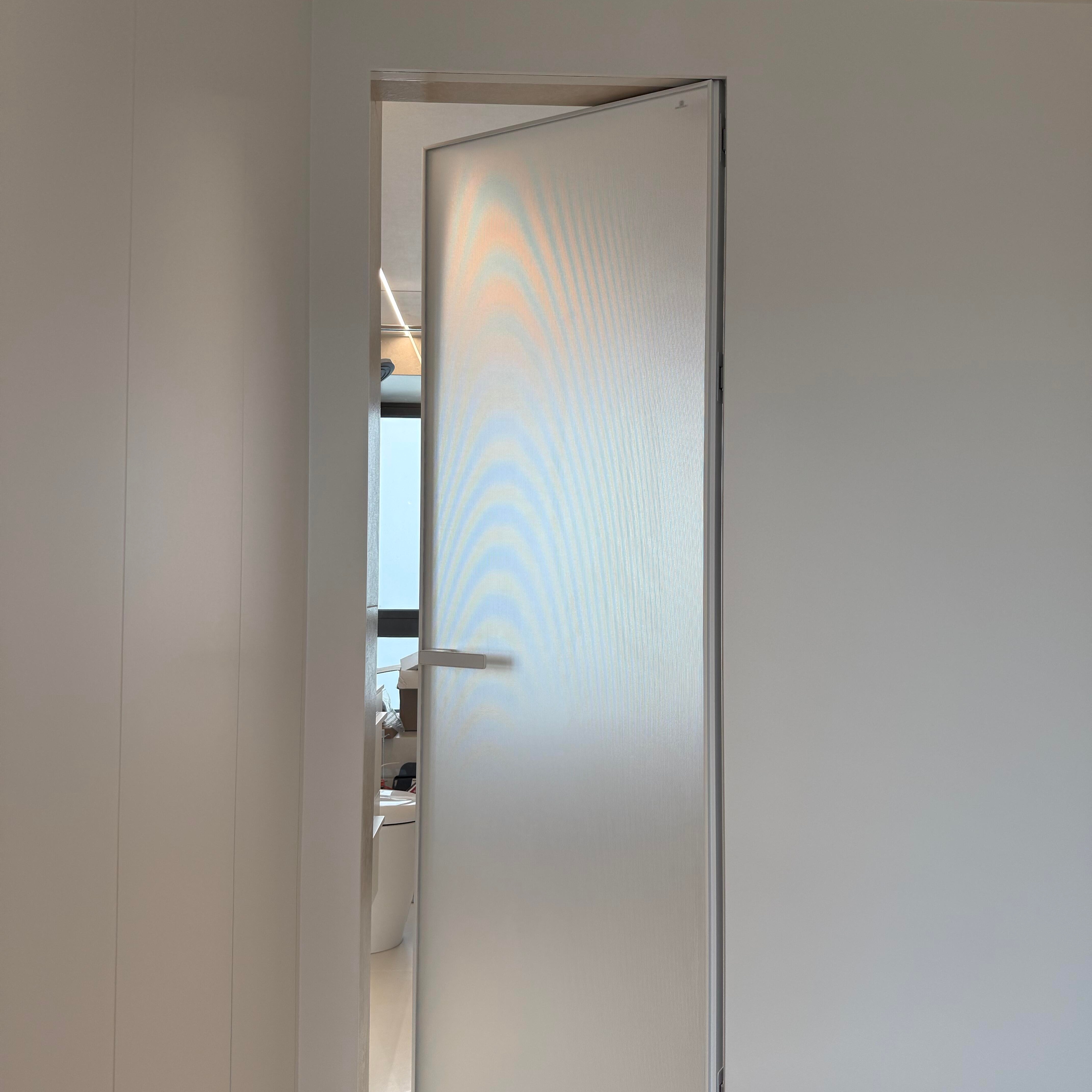 Slim Frame White Aluminum Hinged Door Minimalist Interior Swing Door Soundproof Waterproof for Kitchen Bathroom Bedroom