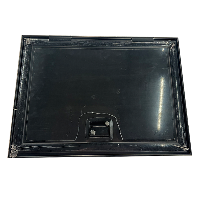 600x800mm Right Angle Aluminum RV Caravan Custom Cargo Hatch Door with Mechanical Lock Gas Struts for Camper Van Truck Trailer