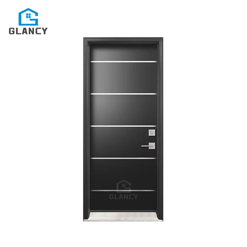 Security House Main Front Cheaper For Home Exterior Entrance Entry Main Black Steel Aluminium Pivot Doors