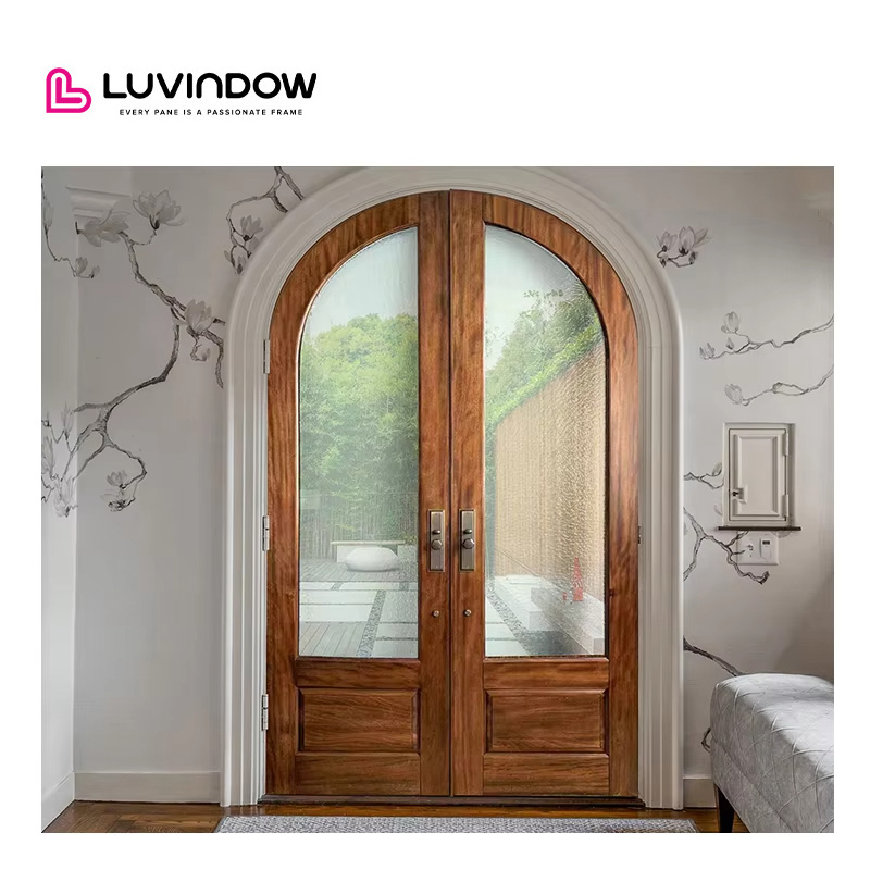 Luvindow TEXAS Aluminum French Design Mother And Son Double Open Door Aluminum Entry Hinged Door Glass Pivot Door Modern