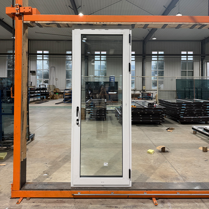 Huasin Customized Modern Design Lowe Double Tempered Glass Sound Heat Insulation Swing Aluminum Casement Door
