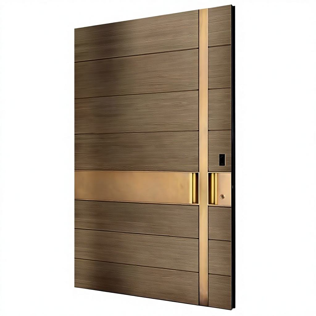 Modern Trending Luxury Villa Entrance Pivot Doors New Release Exterior Aluminum Alloy Sound Insulation Swing Wood Doors