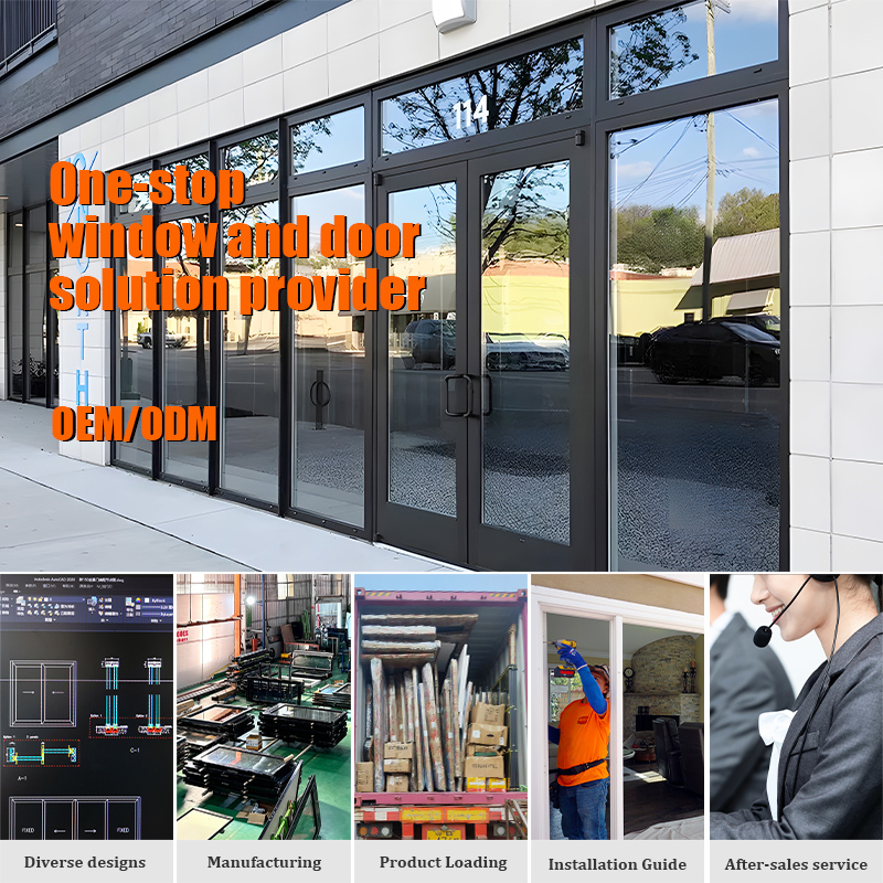 Modern Commercial Storefront Door Glass Swing Entry Aluminium Door