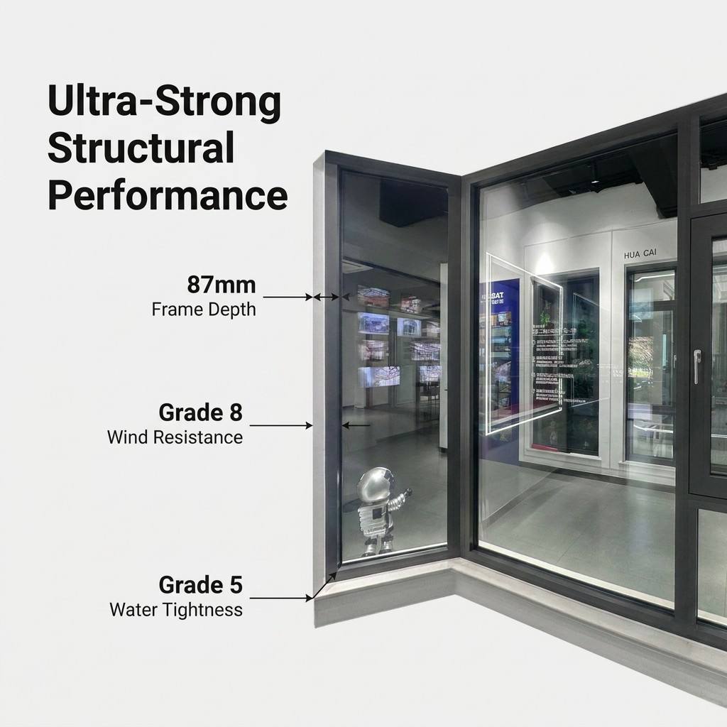 HUACAI Waterproof Anti-theft Aluminium Casement Window with Built-in Magnetic Blinds