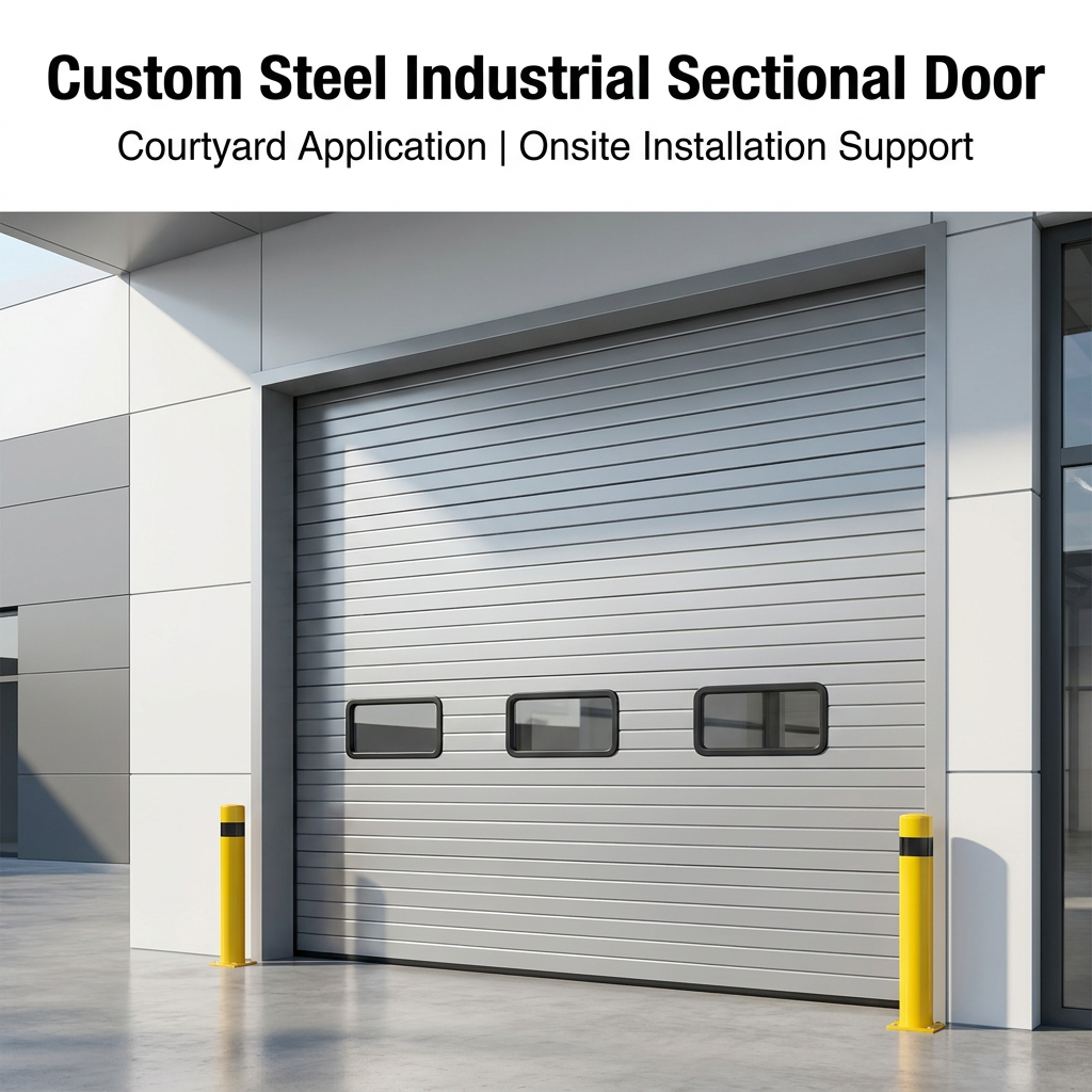 Custom Steel Industrial Sectional Door Overhead Garage Door for Courtyard Entrance
