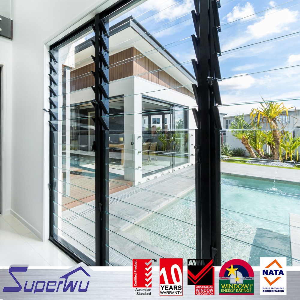 American Approve Standard Commercial System Aluminum Glass Louver Window Large Scale Shutter windows Toughened Glass