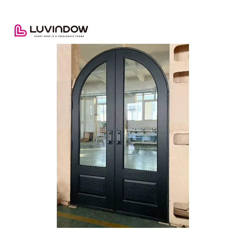 Luvindow TEXAS Aluminum French Design Mother And Son Double Open Door Aluminum Entry Hinged Door Glass Pivot Door Modern