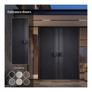 Minimalist Matte Black Fluted Aluminium Front Door