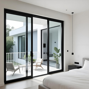 Modern Aluminum Tempered Glass Sliding Patio Door