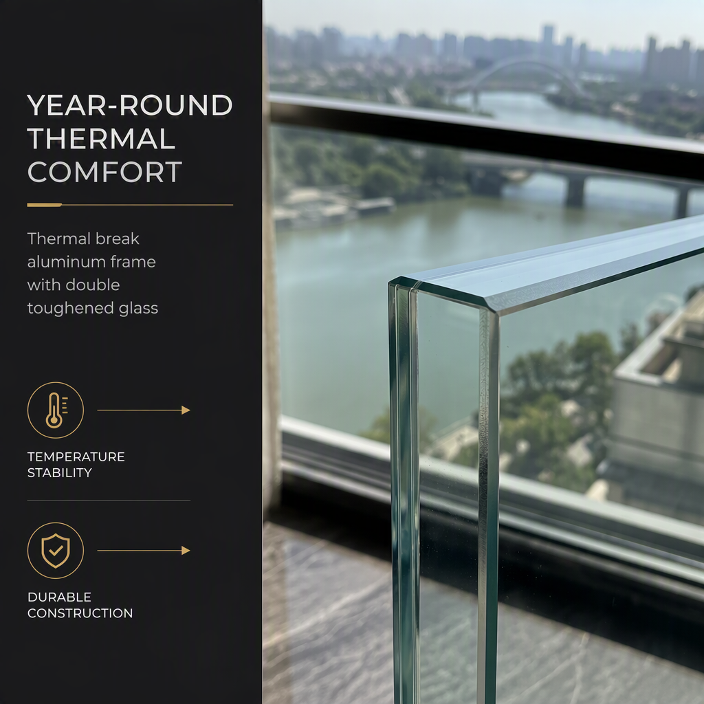 ZCSUNG Smart Electric Motorized Window ThermalBreak Aluminum Lifting Window with Remote Controlfor Balcony & Sunroom