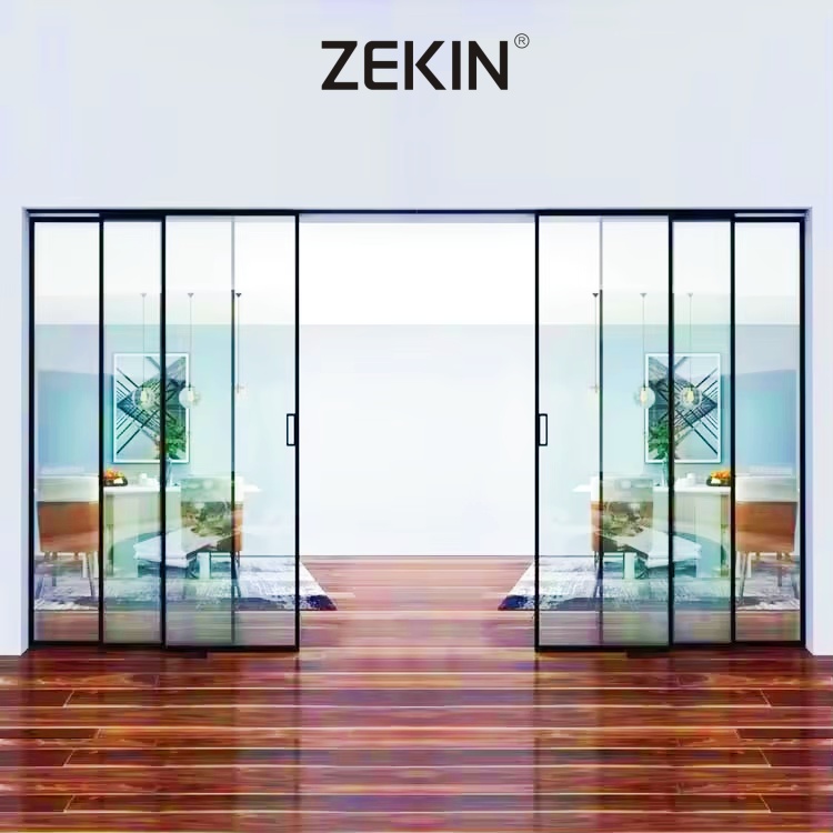As2047 NFRC Double Glass Stacker Doors Commercial Exterior Patio Stacking Balcony Silm Narrow Frame Aluminum Sliding Doors