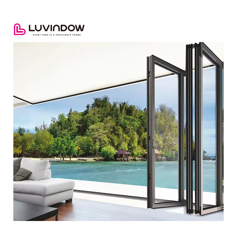 NFRC Certificate Thermal Break Aluminum Heavy Duty Accordion Door Exterior Bifold Doors With Retractable Fly Screen