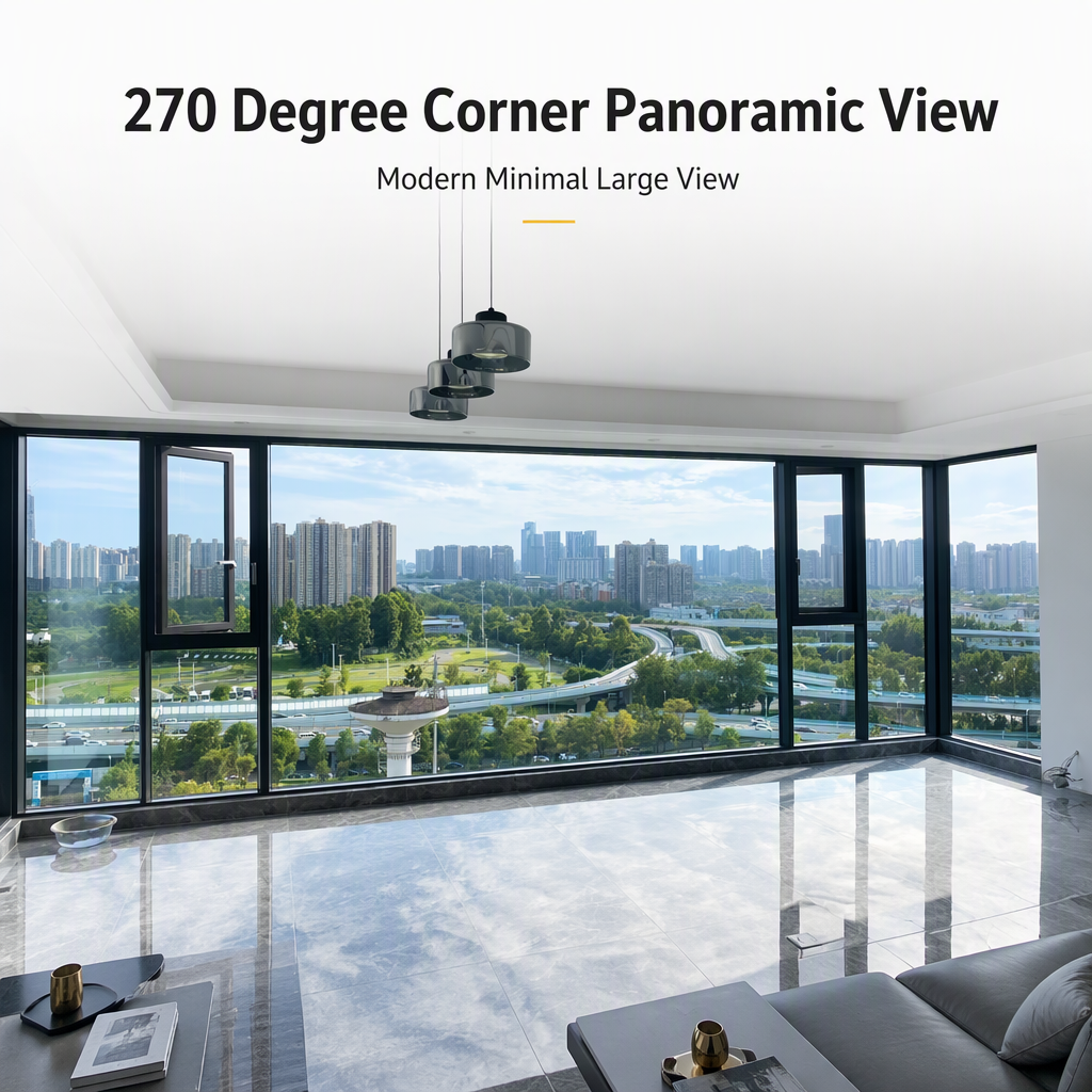 270 Degree Corner Panoramic Thermal Break Aluminum System Window for Villa Balcony Enclosure and Commercial Projects