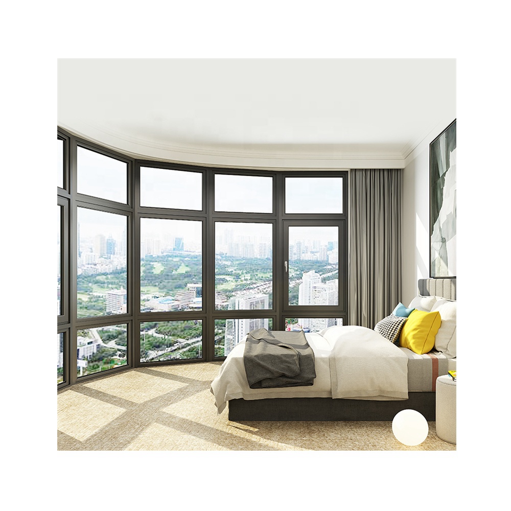 Fuson Window Fix Inward Opening Casement Glass Replacement Window Residential White French Aluminum Double Glass Casement Window