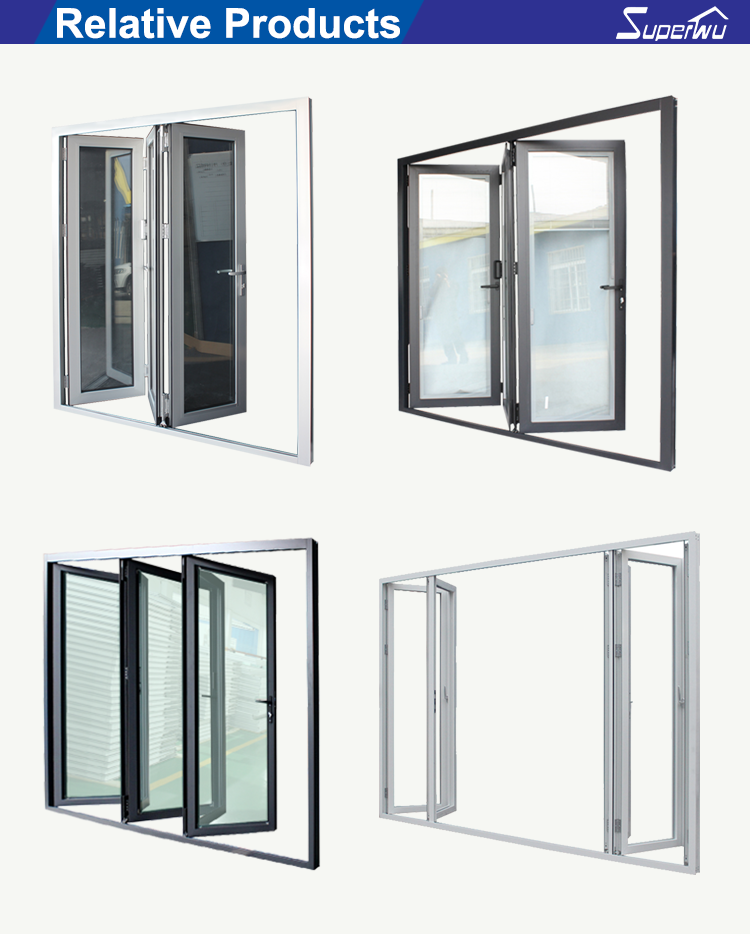 Wholesale Soundproof Standard Size Glass Profile Aluminium Bifold Window and Door Folding Windows