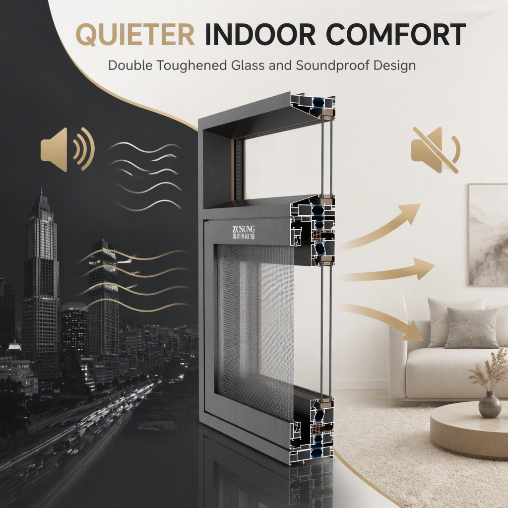 ZCSUNG Smart Electric Motorized Window ThermalBreak Aluminum Lifting Window with Remote Controlfor Balcony & Sunroom