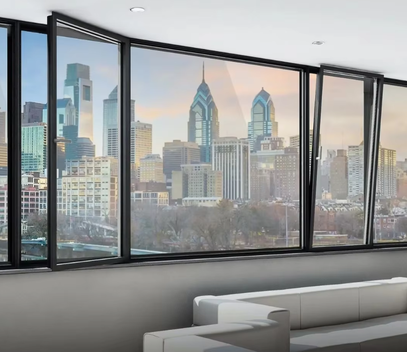 BOCHARM Modern Skyscraper City View Aluminum Tilt and Turn Window Corner Office Panoramic Double Glazing Heat Insulation Window