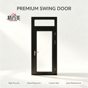 Aluminium Alloy Wind Resistant Thermal Break Double Tempered Glass Single Leaf Swing Door