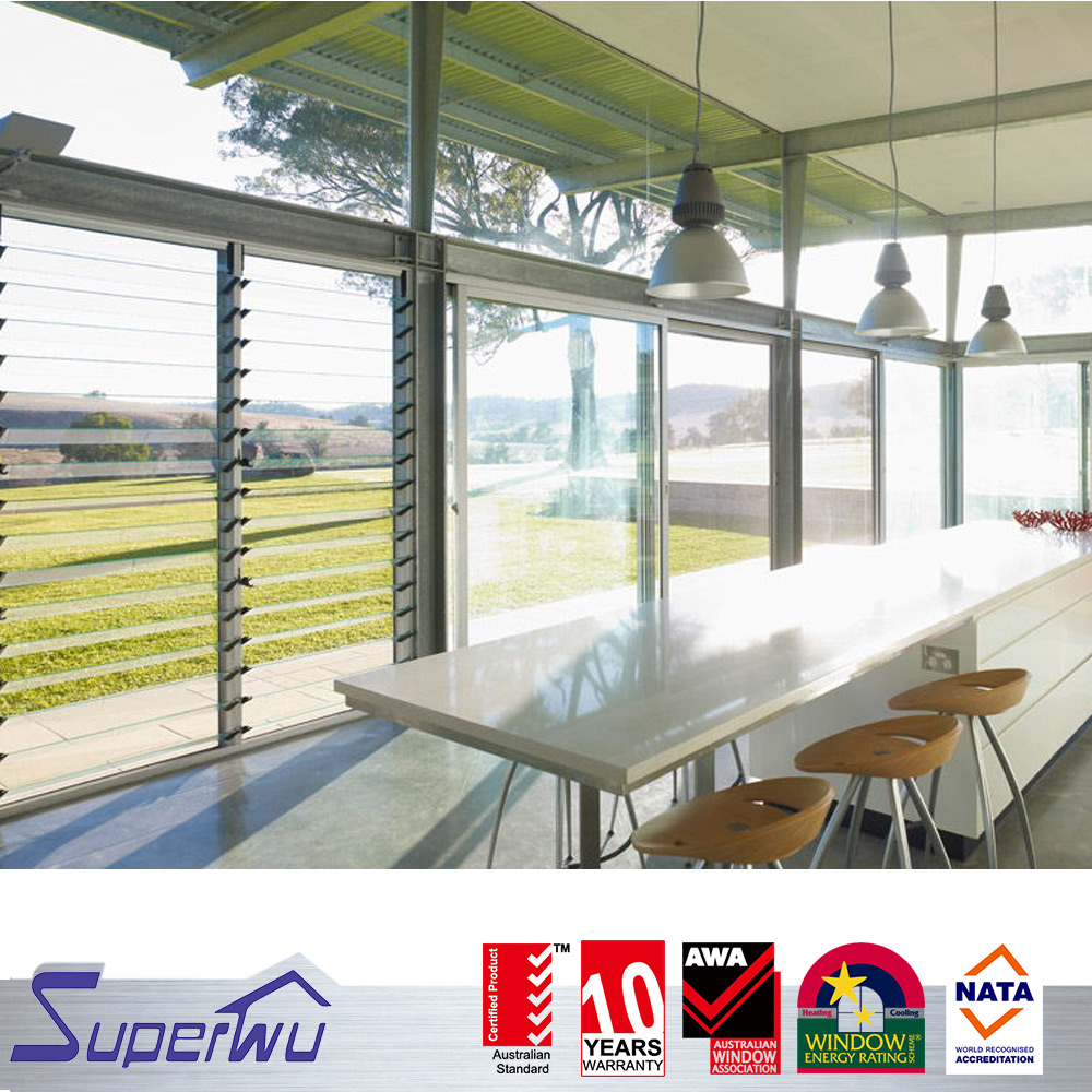 American Approve Standard Commercial System Aluminum Glass Louver Window Large Scale Shutter windows Toughened Glass