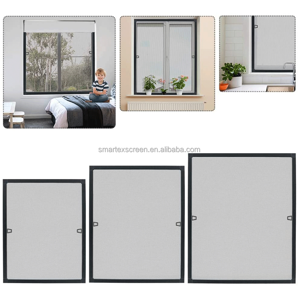 Durable Mosquito Net Plastic Corner Fixed Mesh Windows Aluminum Frame DIY Fiberglass Framed Screen Window