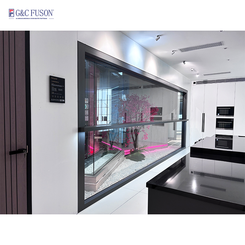 Fuson Folding Up Up And Down Electric White Malaysia Outdoor Motorized Vertical Aluminium Accordion Glass Windows