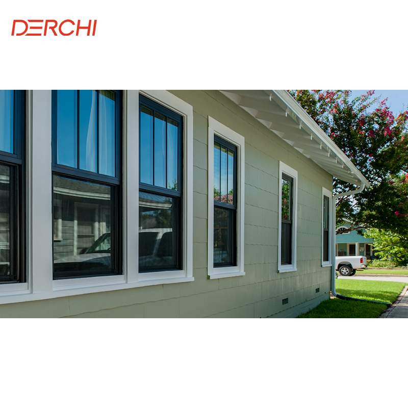 DERCHI Hurricane Proof High Impact Black Aluminum Alloy Thin Profile Aluminium Windows And Doors Casement Window For USA