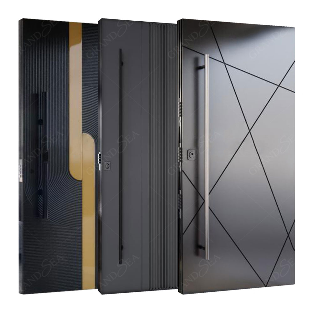 Factory Customization Apartment Security Main Door with Finger Print Secure Solid Wood Aluminum Front Entry Doors