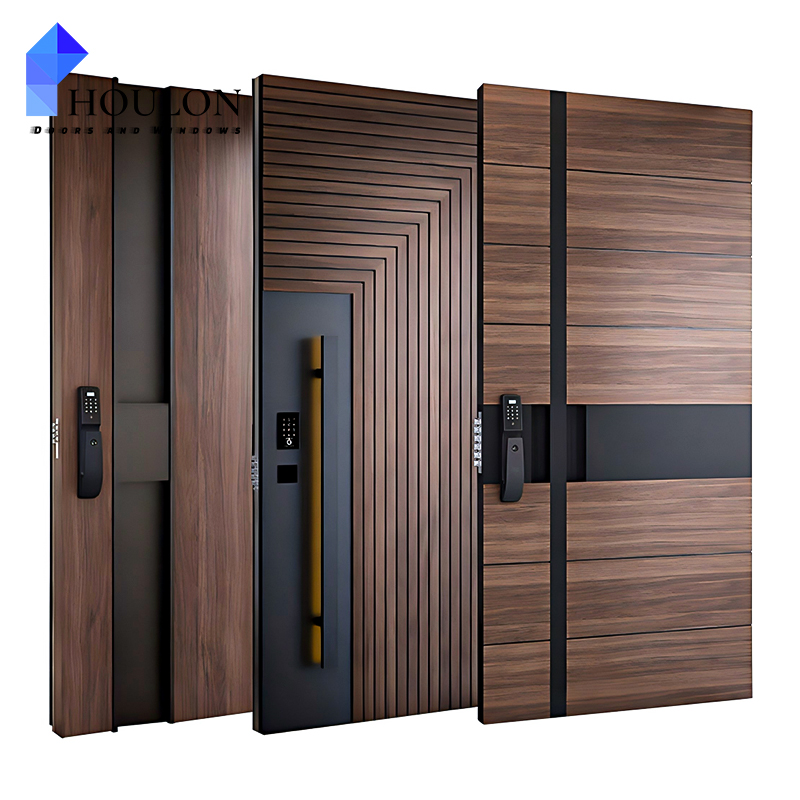 High-End Custom-Made Modern Cast Aluminum Front Entry Security Door With Smart Lock Anti-Theft Pivot Door