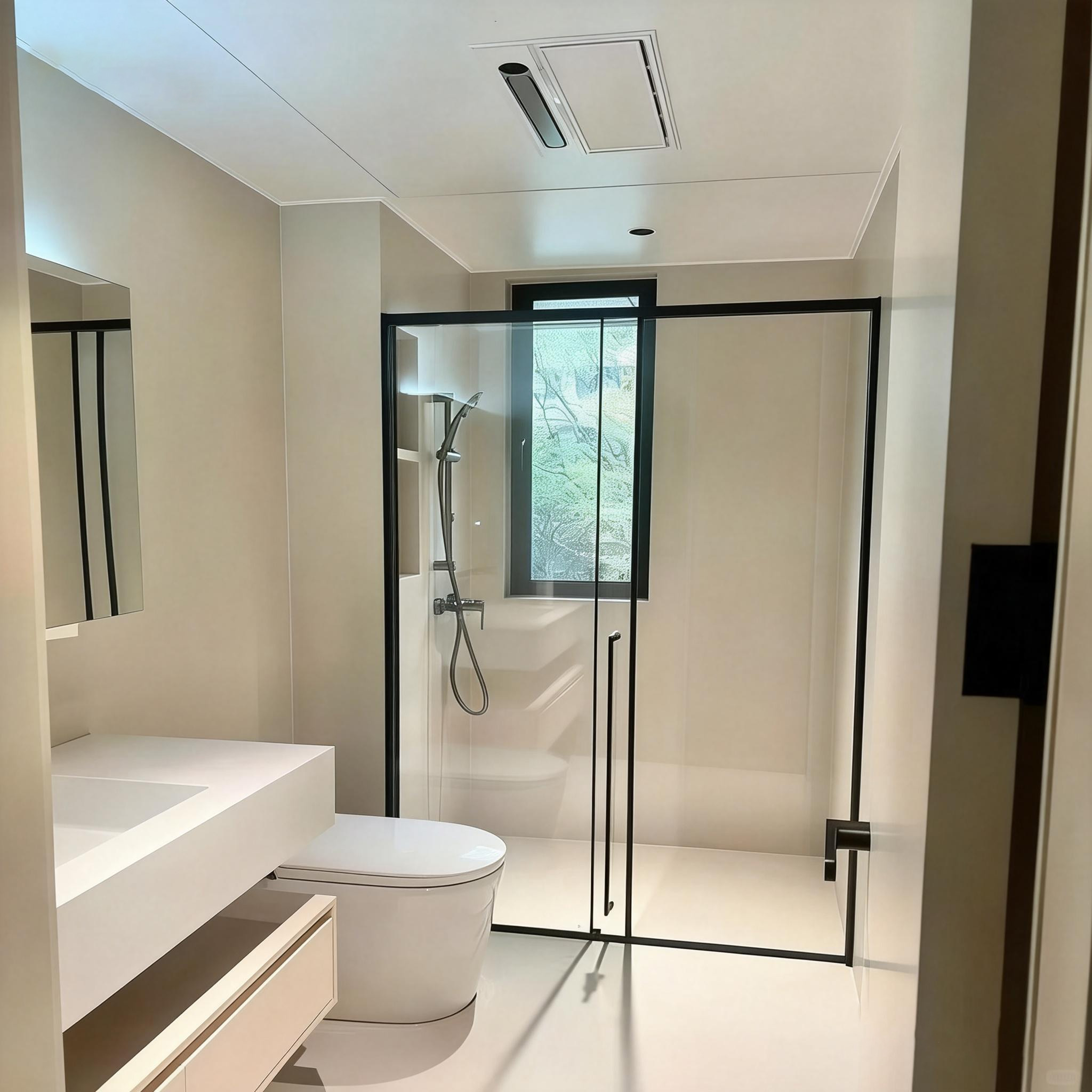 Half Partitioned Shower Room Narrow Frame Custom Aluminum Alloy Screen Waterproof Single-layer Tempered Glass Door