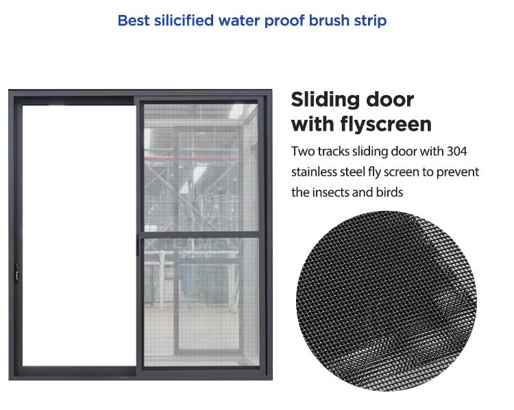 HENNISSY AC 100 Modern French Design Aluminum Glass Sliding Door Top Seller Commercial Flyscreen with Finished Surface Wholesale