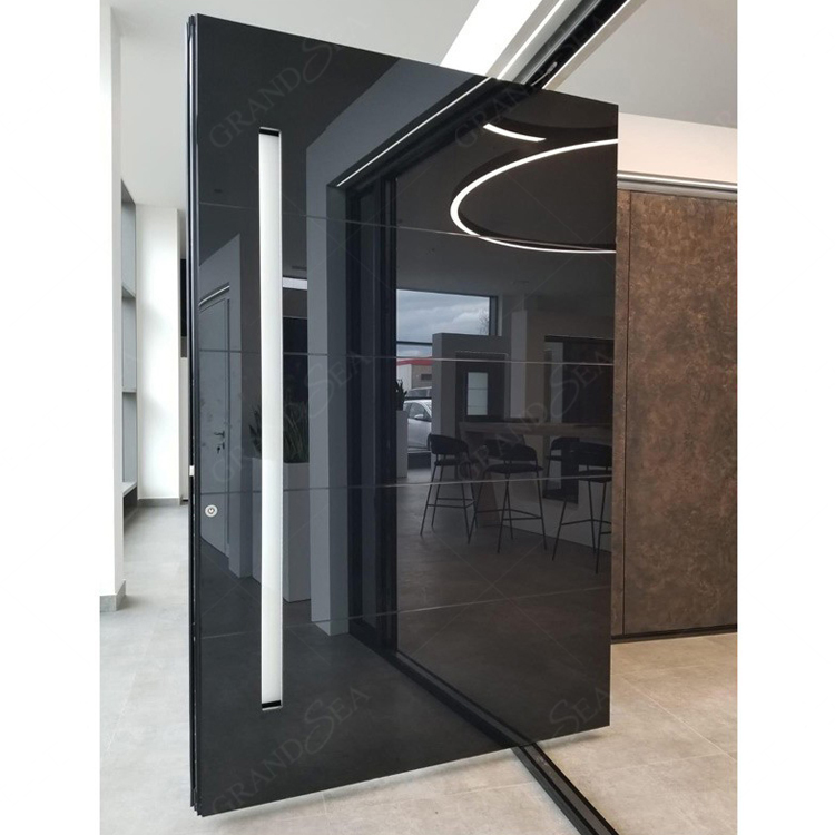 Grandsea Modern Entrance Armored Aluminum Pivot Door Exterior Large Security Front Double Entry Doors For Houses