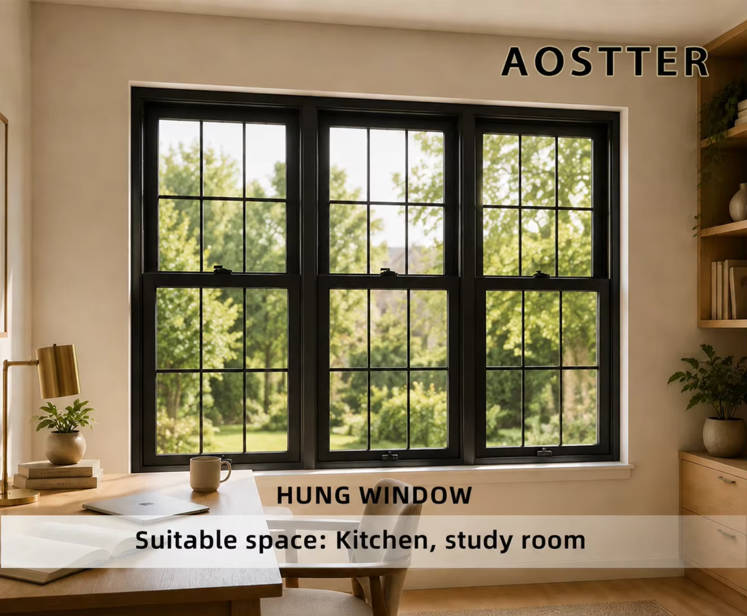 AOSTTER Residential Replacement Aluminum Vertical Sliding Window with Nailing Fin Double Hung Window