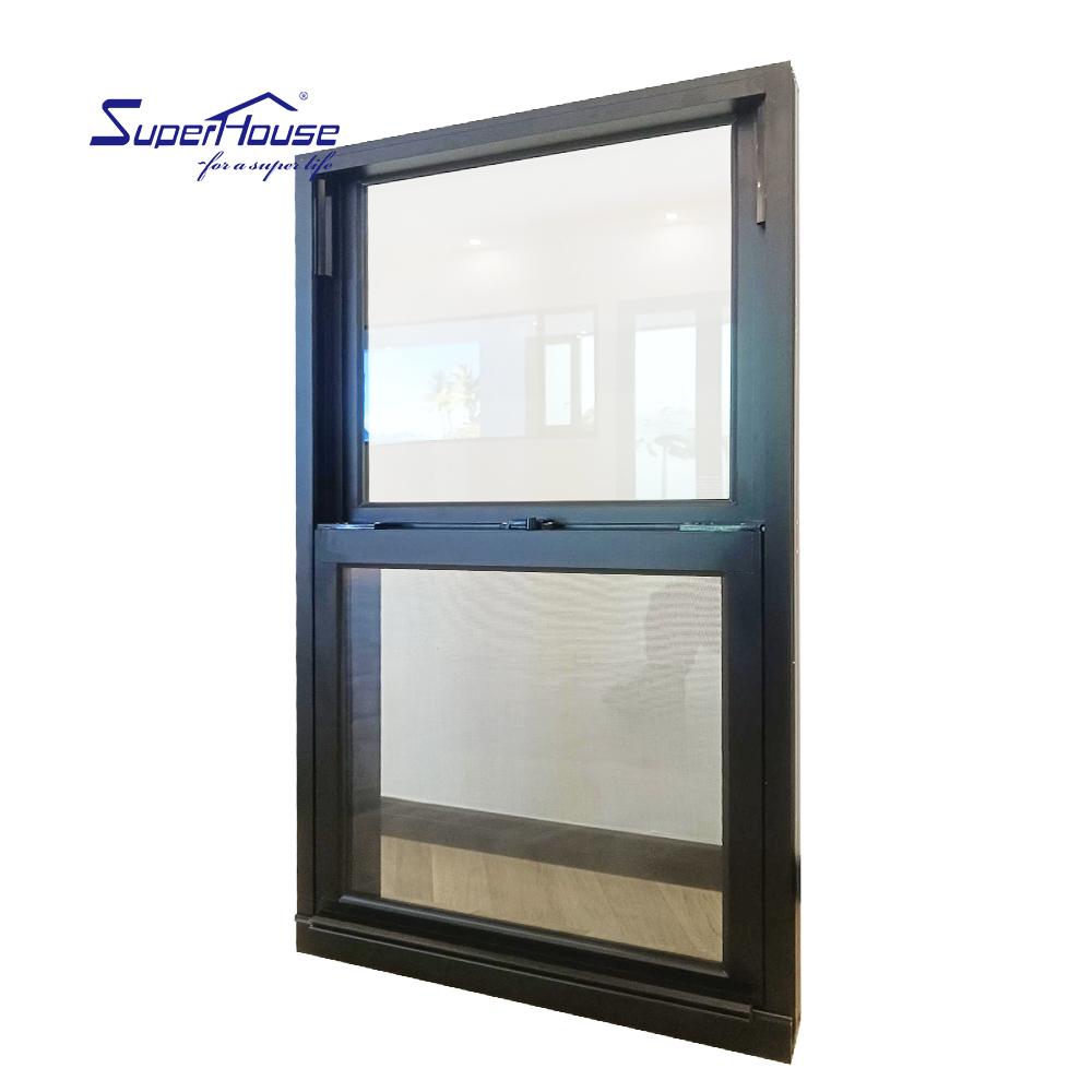 Exterior Energy-Saving Insulated Aluminium Sash Windows Double Glaze Waterproof &amp; Airtight with Decorative Grill Design