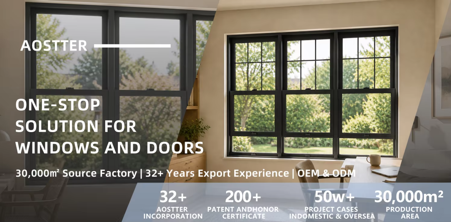 AOSTTER Residential Replacement Aluminum Vertical Sliding Window with Nailing Fin Double Hung Window