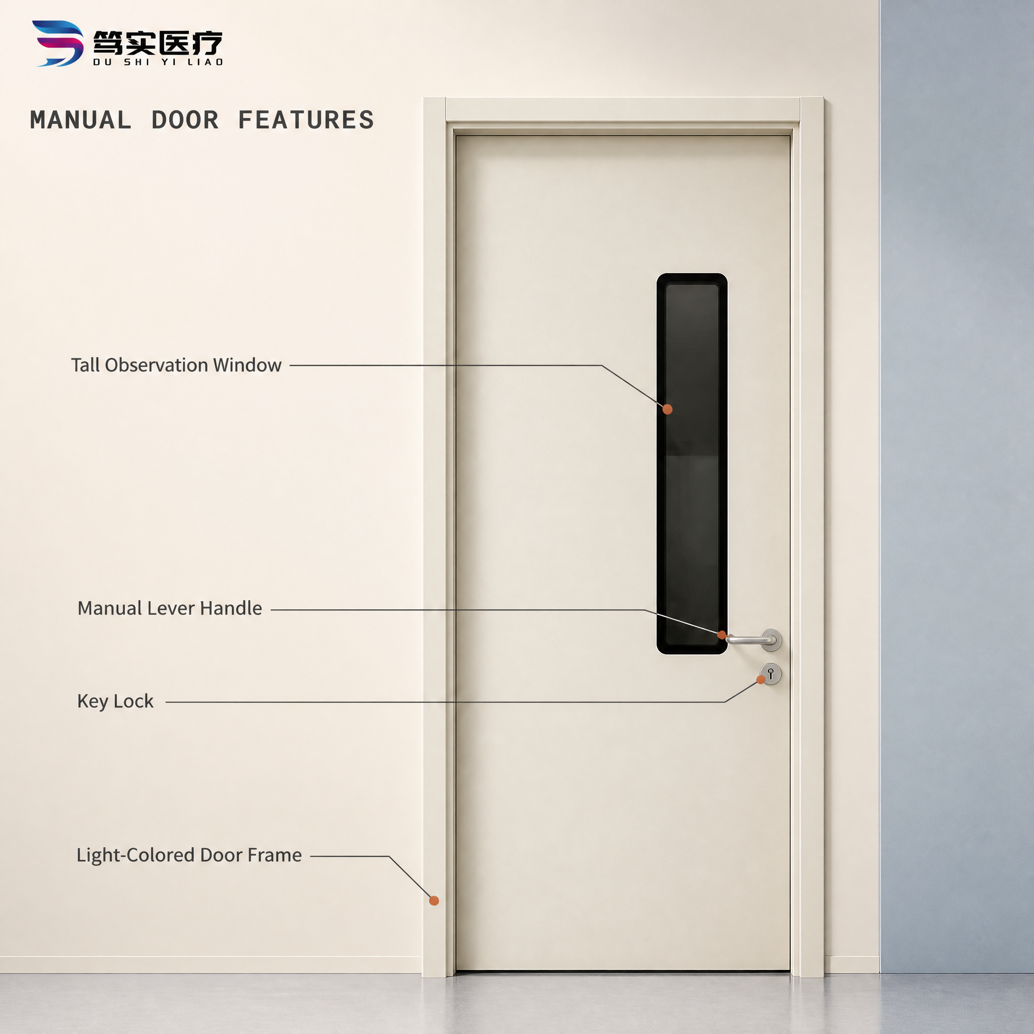 Stainless Steel Modern Hospital Fire Rated Interior Panic Exit Door Free Swing Observation Hall Apartment Workshop Fiberglass CE