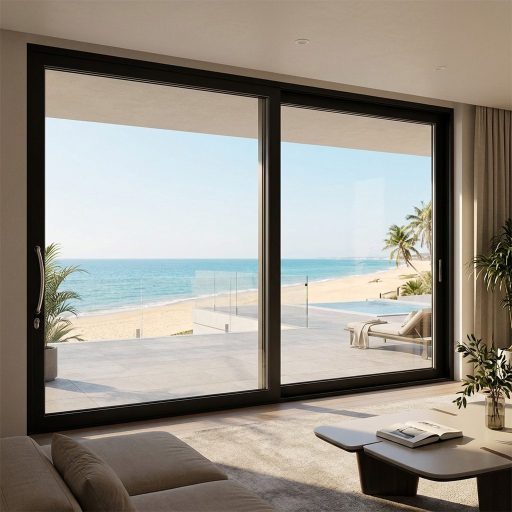 DERCHI Modern Narrow Slim Frame Sliding Aluminum Door Modern Home Modern Doors for Houses Interior