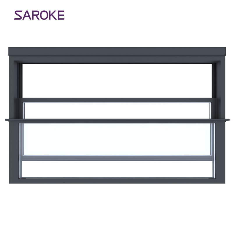 Electric Powered Thermal Break Black Terrace Large Tempered Glass Double Glazed Aluminum Lift windows