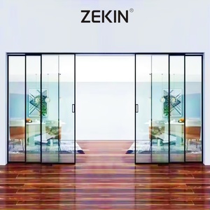 As2047 NFRC Double Glass Stacker Doors Commercial Exterior Patio Stacking Balcony Slim Narrow Frame