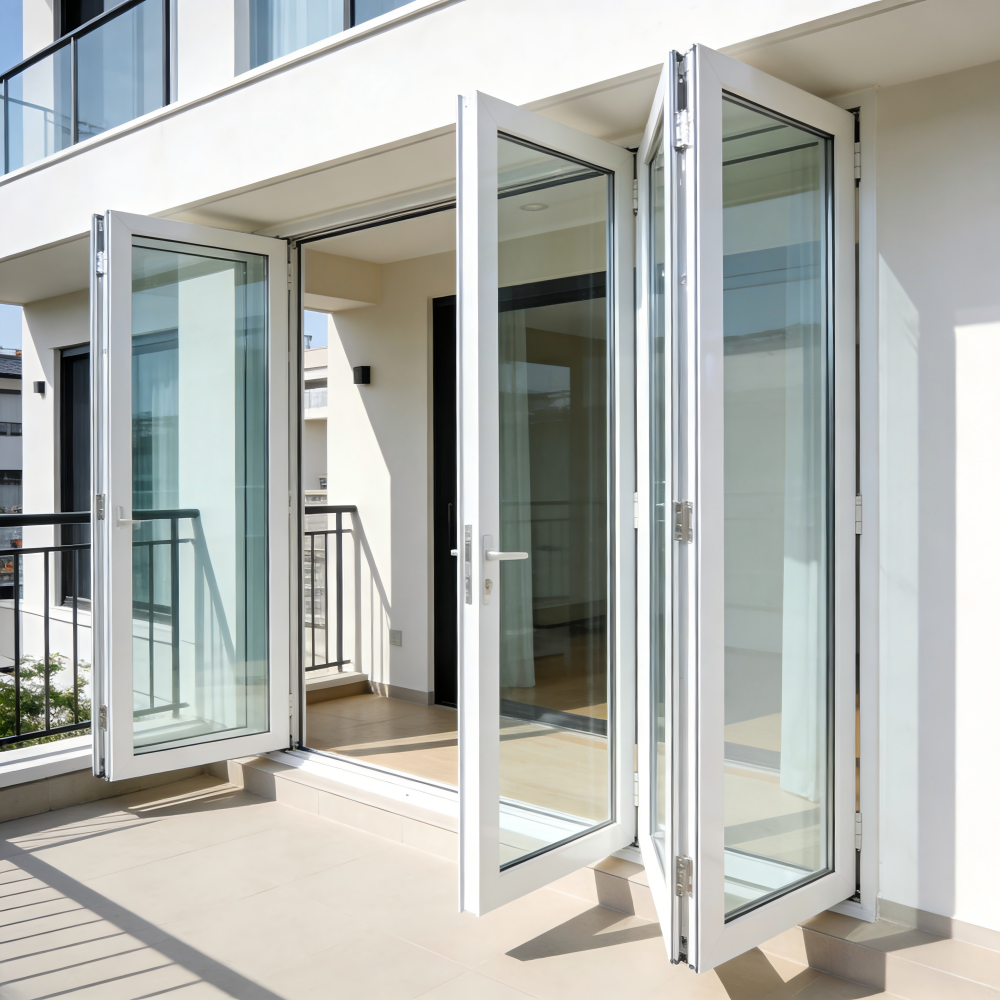 American Style Aluminum Folding Patio Door Exterior Bifold Glass Door for Backyard Deck Porch Energy Saving Low-E Glass