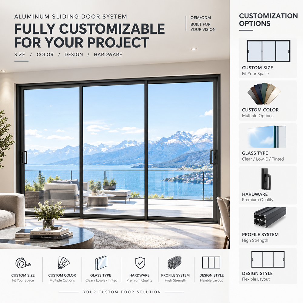 Custom Thermal Break Aluminum Casement Doors Large Glass For Resort Hotels And Beachfront Properties