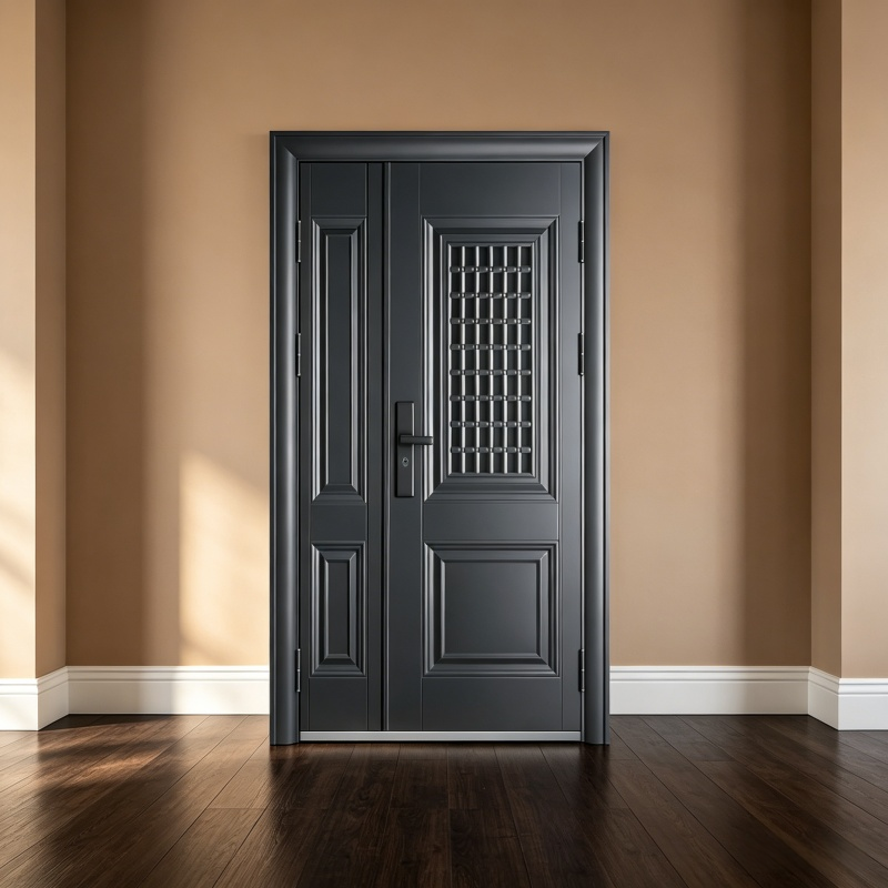 Durable High Quality Modern Swing Aluminum Alloy Door And Metal Frame For Villa Front Entrance Security