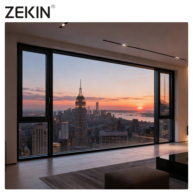 ZEKIN NFRC AS2047 windows Modern Soundproof Hurricane Proof Aluminum Alloy Framed French Double Glazed Casement windows