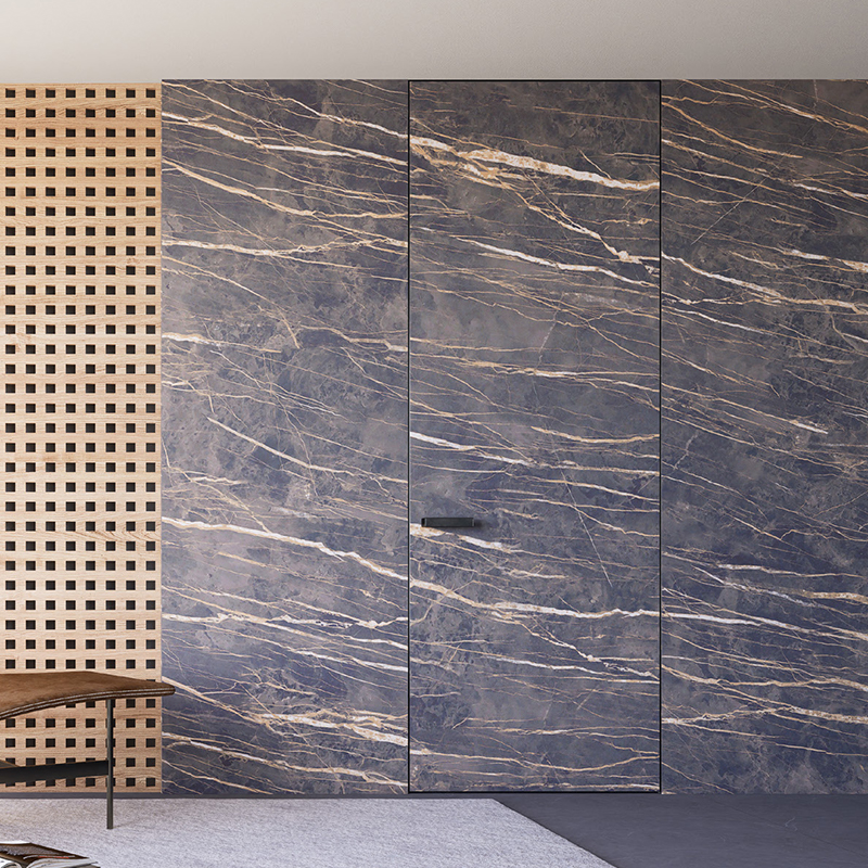 Frameless Premium Self-closing Impact Resistant Rock Slab Aluminium Honeycomb Hidden Frame Interior Door For Villa &amp; Hotel