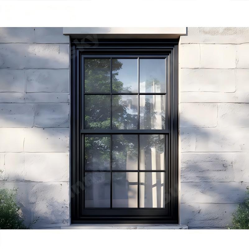 Sunnysky NFRC American Style Residential Vertical Sliding Black Aluminum Single and Double Hung Windows