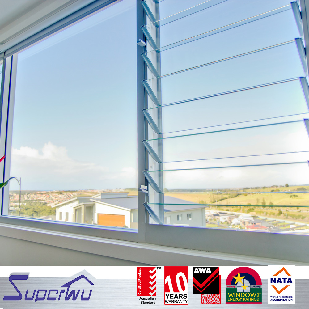 American Approve Standard Commercial System Aluminum Glass Louver Window Large Scale Shutter Windows Toughened Glass